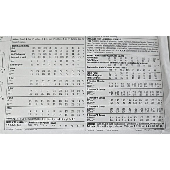 Simplicity 5455 Sewing Pattern Misses' Shirt Blouse 3 Variations Size 14 18 20 2 - Picture 2 of 4